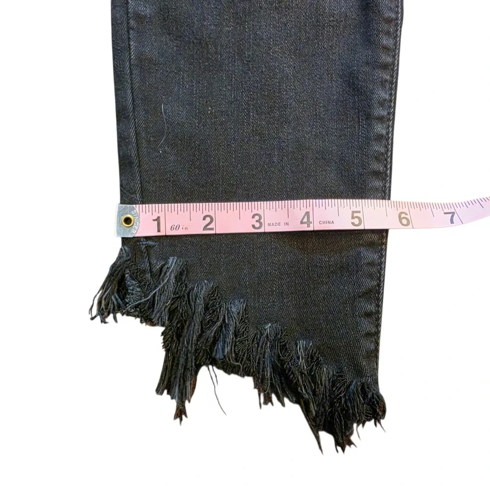 Judy Blue Black Skinny Fit Jeans Shark Bite Fray Raw Hem‎ Womens 7/28